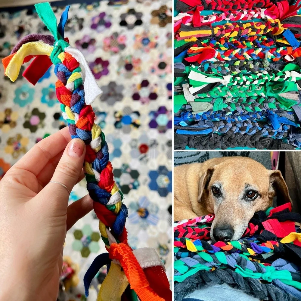 Colorful Dog Tug Toy - Braided Upcycled